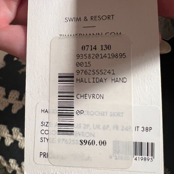 😮NWT - ZIMMERMANN Halliday Hand Crochet Skirt - 0P - Black/White w/ Tassels - Picture 9 of 10